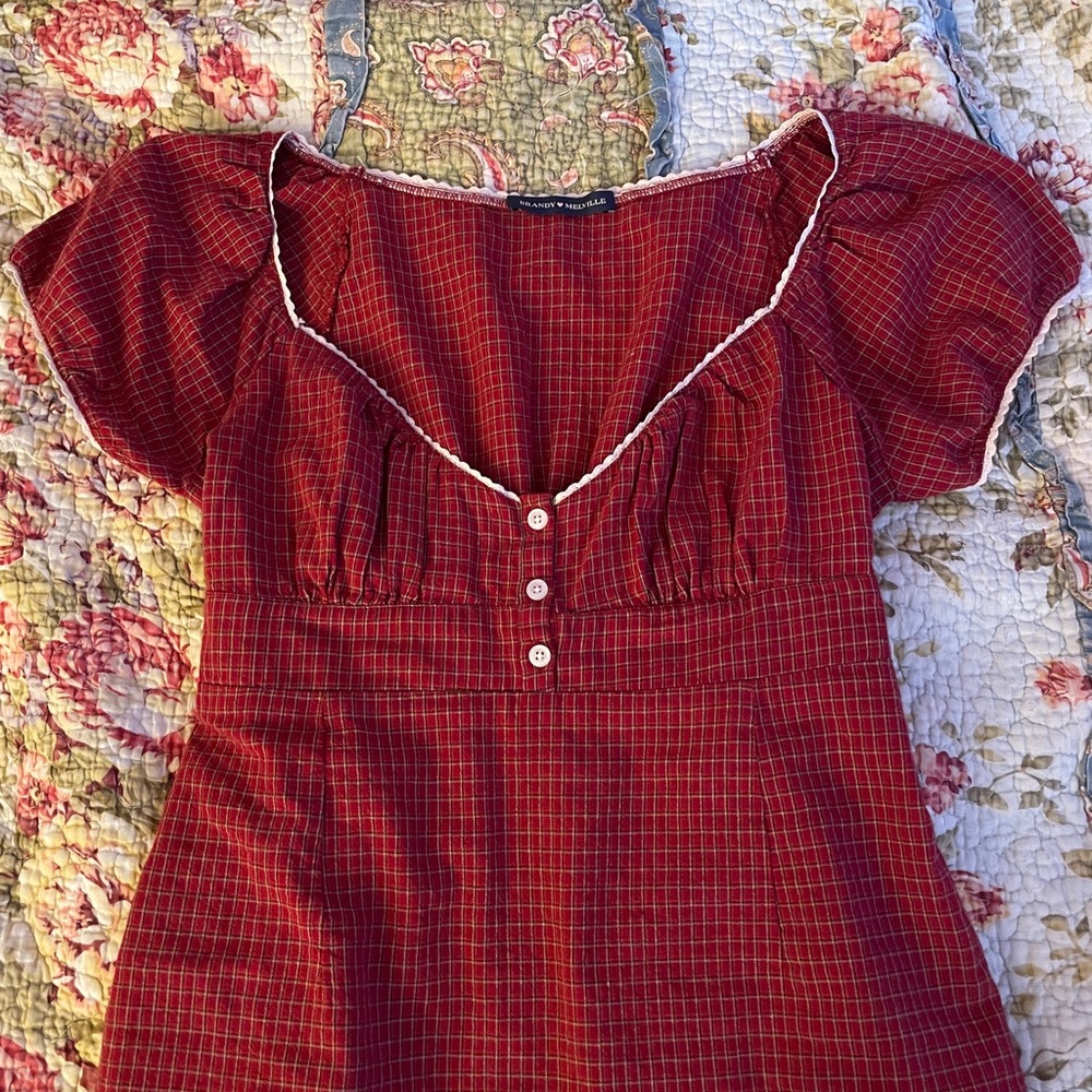 Red Plaid Top from Brandy Melville